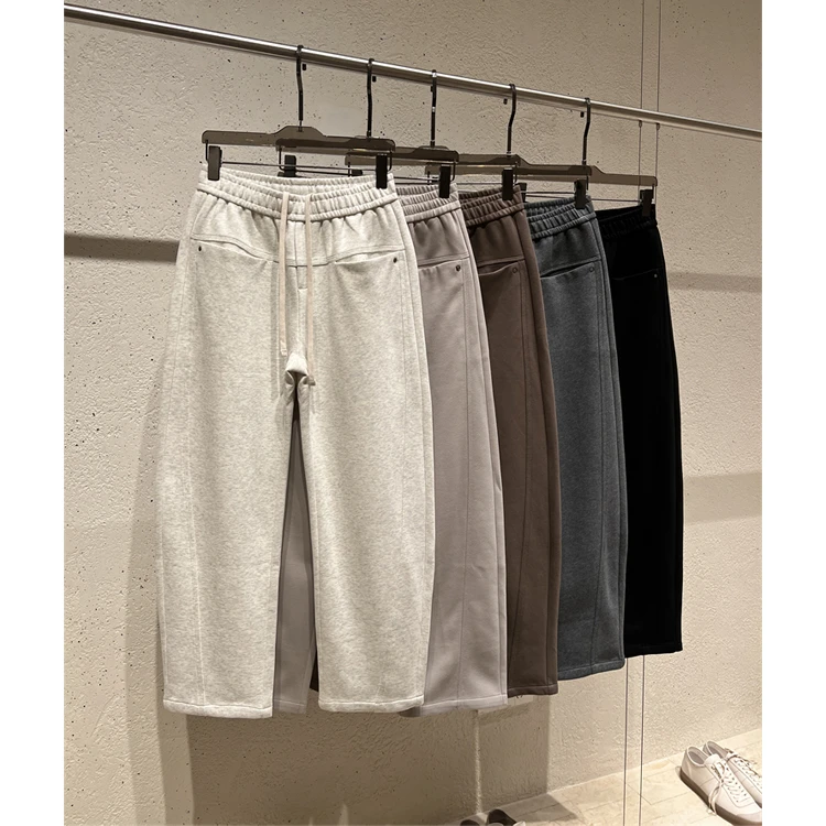 秋季新款极简风弹力松紧腰宽松复古垂感显瘦弯刀裤休闲长裤N3181