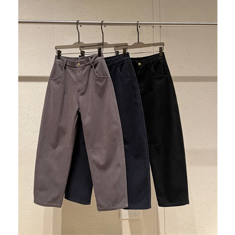 冬季重磅！100棉水洗工艺立体裁剪微弯刀宽松廓形休闲长裤男3255