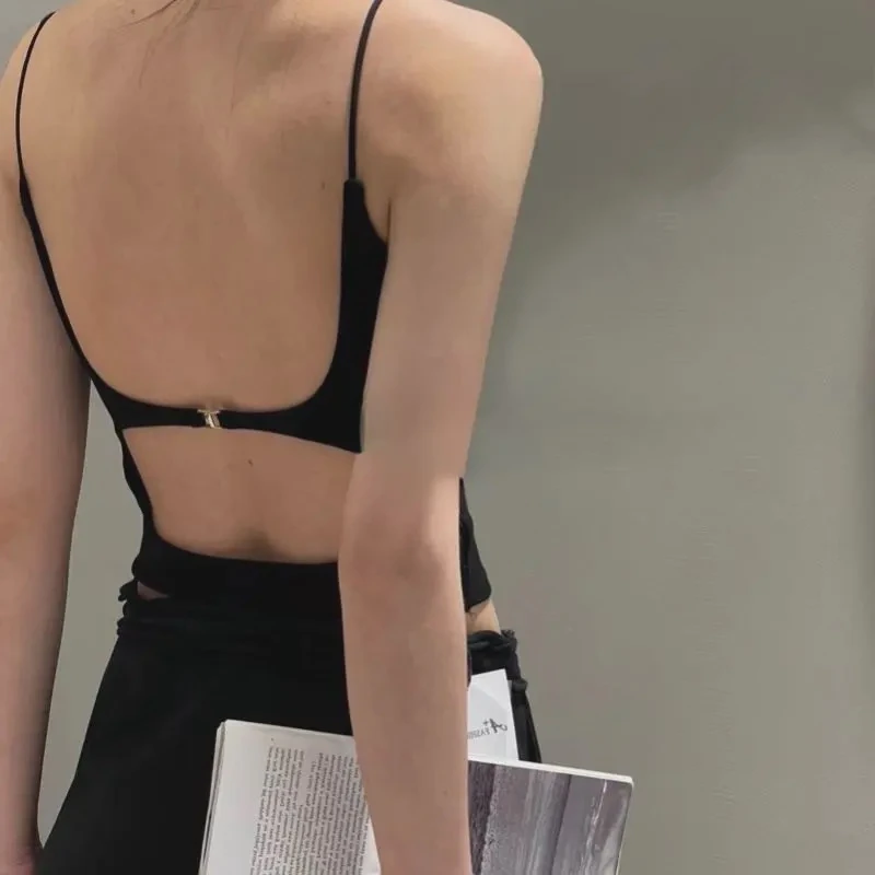 自带胸垫美背内衣吊带背心女夏外穿文胸一体内搭打底露背短款上衣