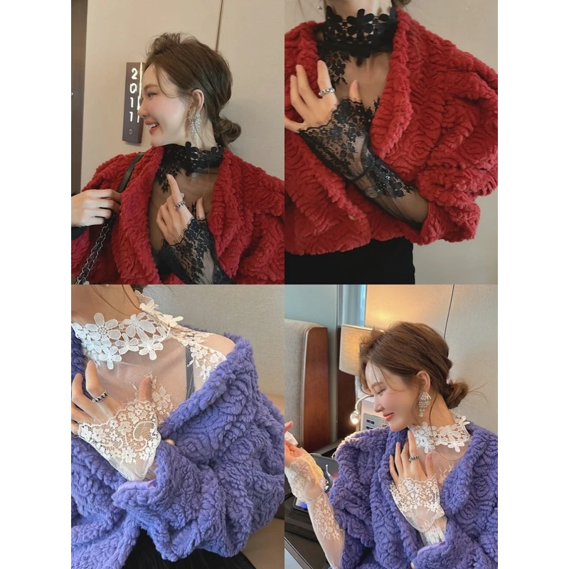 2025新款黑色长袖蕾丝打底衫女内搭上衣潮春夏网纱打底