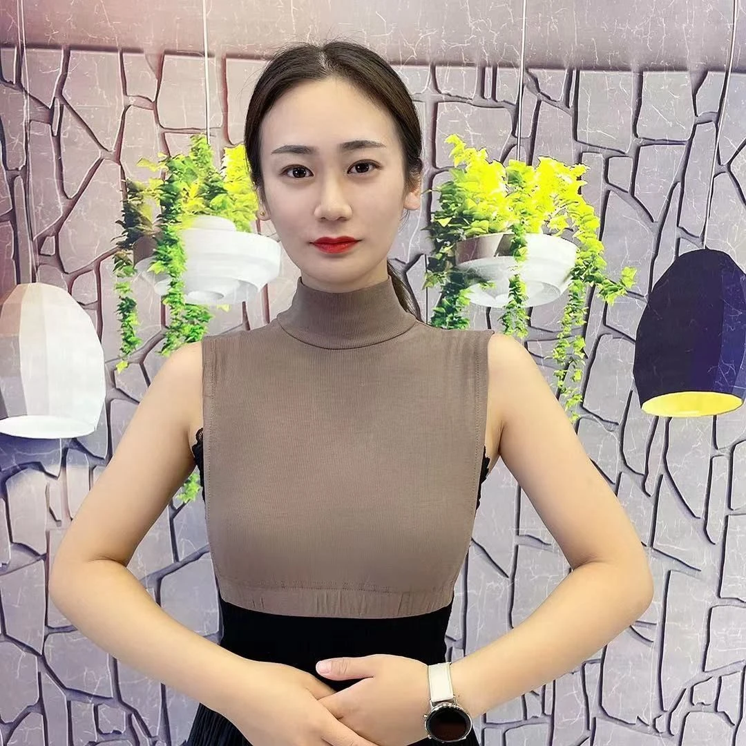 2021春秋内搭针织半高领背心女百搭打底装饰领保暖套头围脖假领