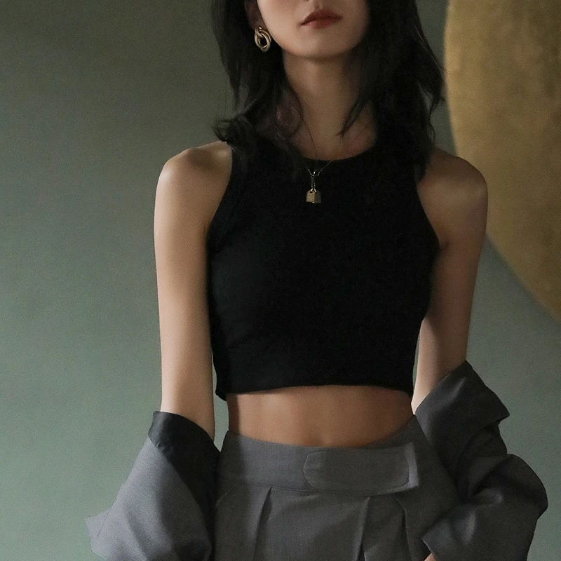 黑色吊带小背心女夏季辣妹装内搭外穿无袖打底百搭短款上衣遮副乳