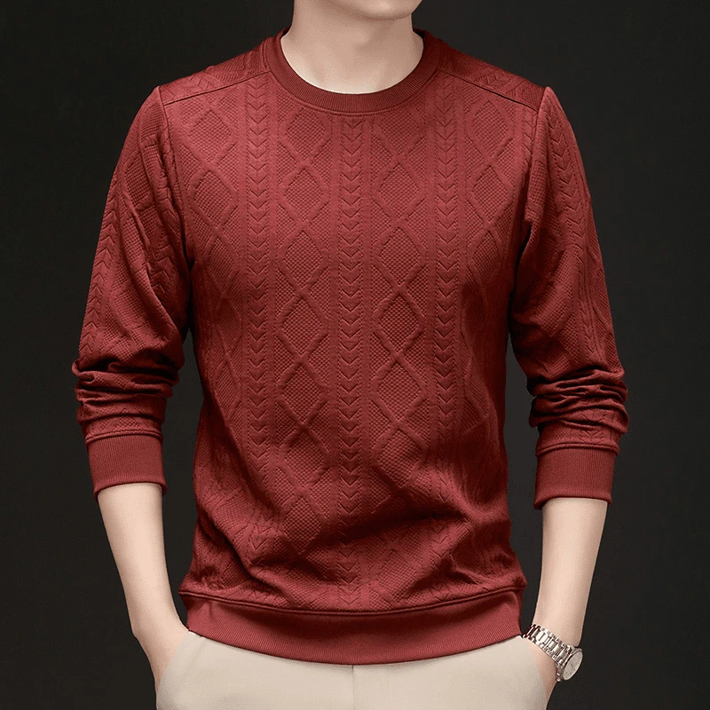 【秋冬爆款】男士卫衣秋季新款高档时尚毛衣针织内搭长袖打底衫男-W