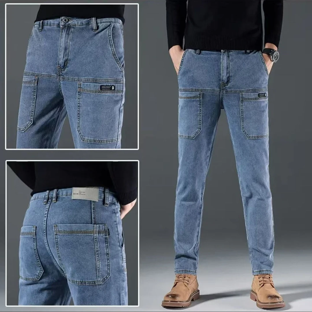 【爆款】新款高端潮流工装牛仔裤男士弹力修身直筒百搭休闲长裤-K11