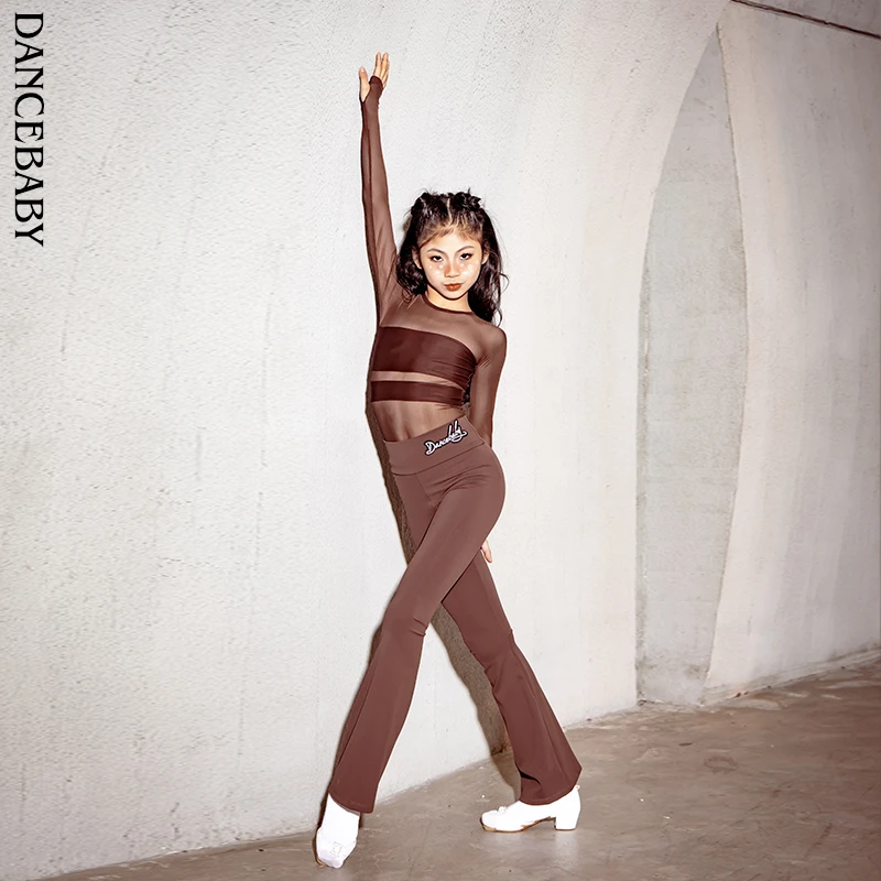 Dancebaby林意涵同款拉丁舞秋冬长裤国标舞瑜伽喇叭裤DAS490X裤子