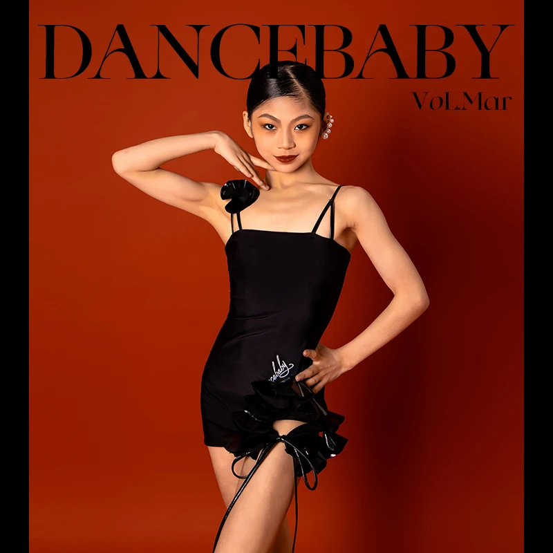 Dancebaby拉丁舞服2024新款练功服连衣裙吊带夏季表演舞蹈DAS703