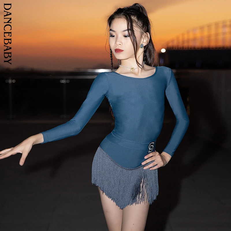 Dancebaby林子妍同款拉丁舞服2024新款女童上衣国标舞舞蹈DAS673