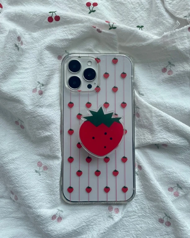 ollyhada草莓透明大孔tpu软壳日韩小清新14pro