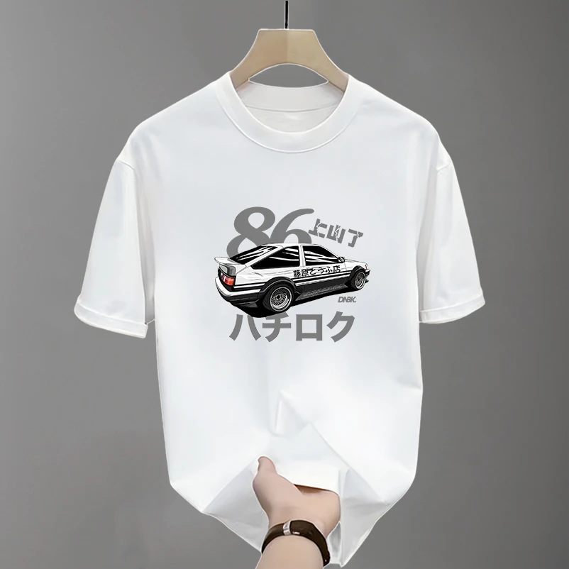 美式潮牌AE86图案纯棉短袖t恤男士夏季宽松时尚潮流ins圆领上衣服