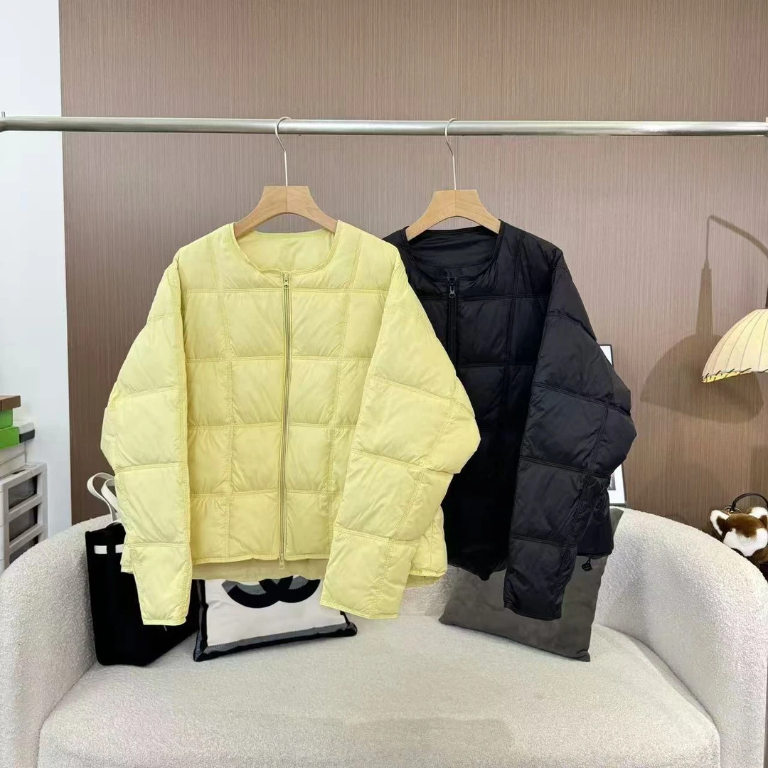 ZTA139【泡芙小方块】韩系冬季新款百搭时尚纯色蓬蓬羽绒服