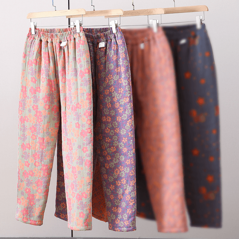 女士棉花棉裤居家家居裤 加厚保暖裤 成人宽松裤子睡裤秋冬季