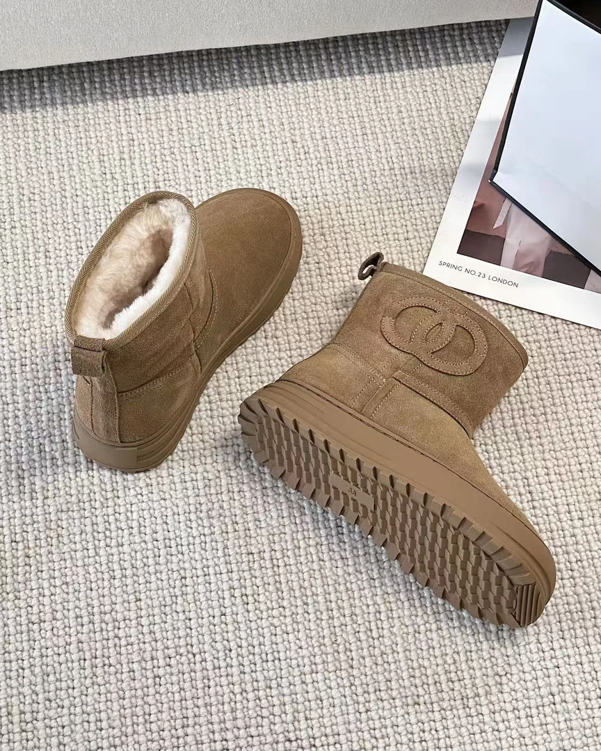 9995女士女款厚底软底牛皮防滑保暖加厚休闲大棉雪地靴