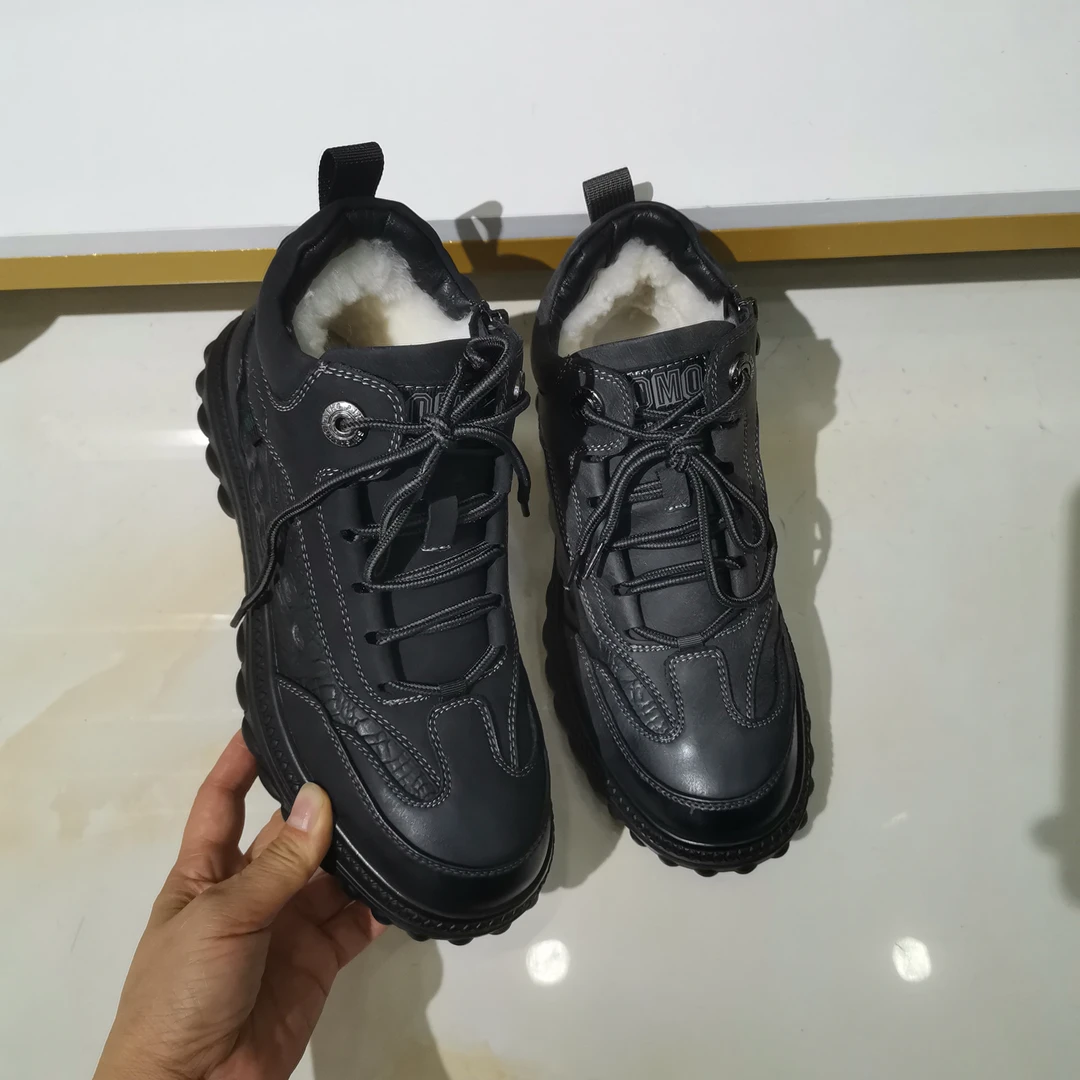 6915男士真皮加绒加厚高帮休闲棉鞋防滑保暖