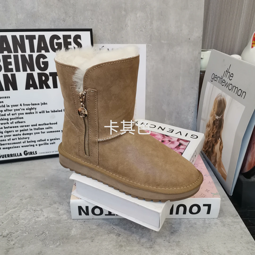 5833平底真皮雪地靴防滑保暖加厚大棉