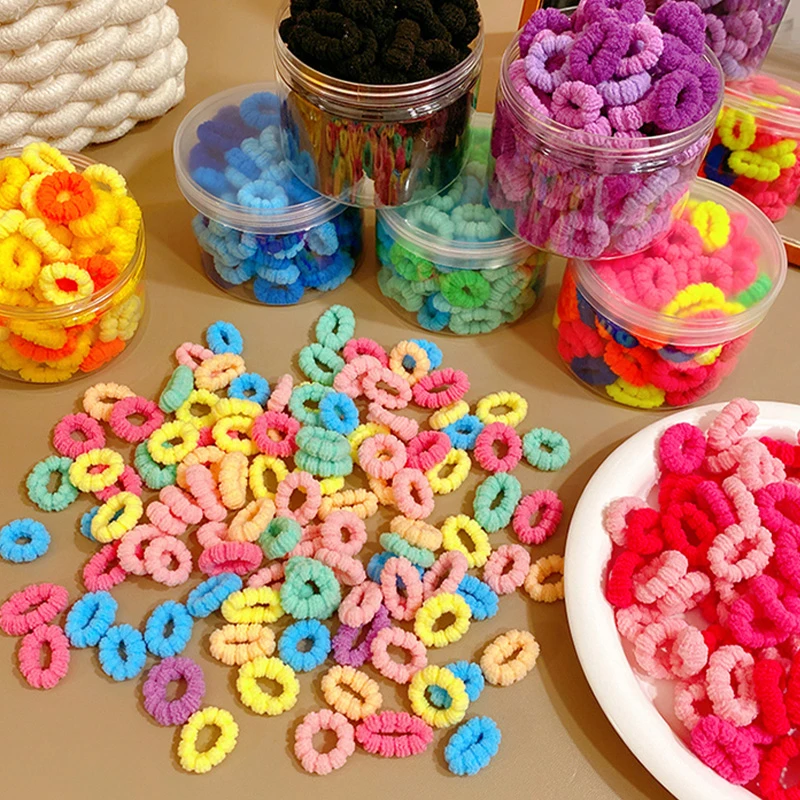 120根装儿童发饰可爱毛绒皮筋儿童发圈小孩女款小女孩不伤发头饰
