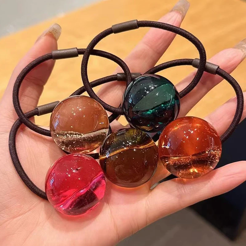 透明果冻球高马尾扎发绳高弹力耐用橡皮筋发圈头绳女网红2024新款