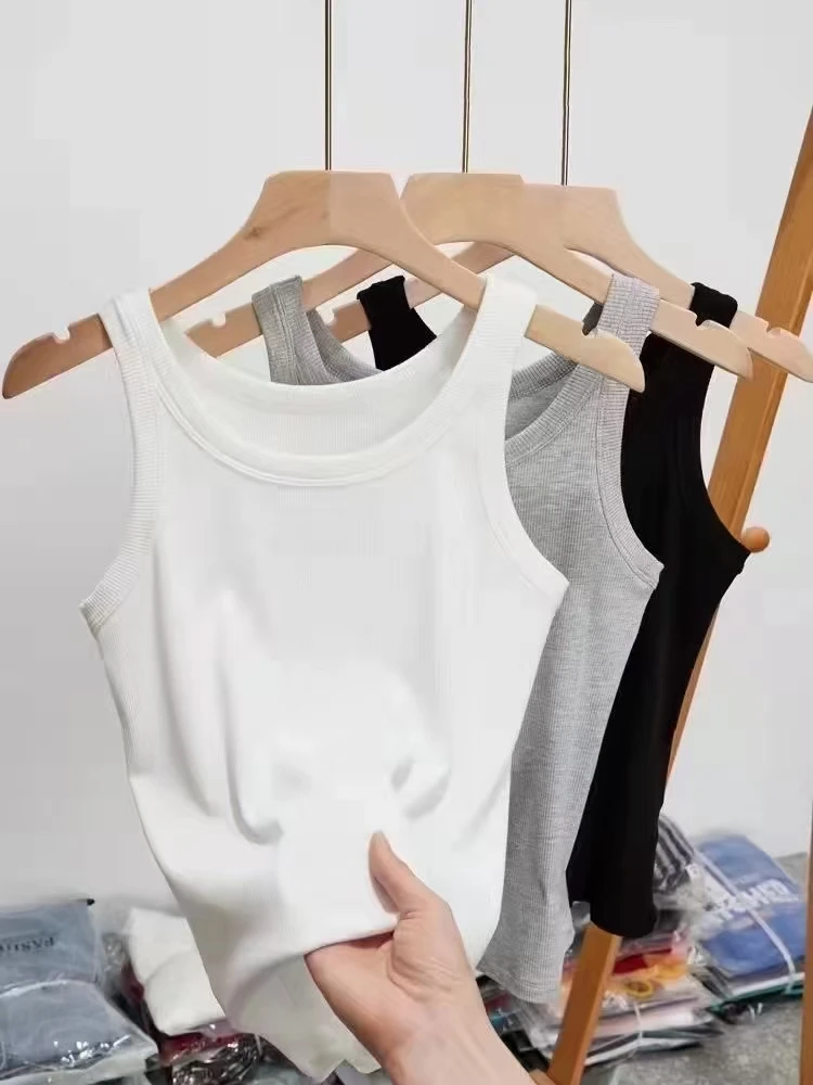 无袖夏季白色打底背心吊带内搭百搭外穿运动网红修身美背带胸垫