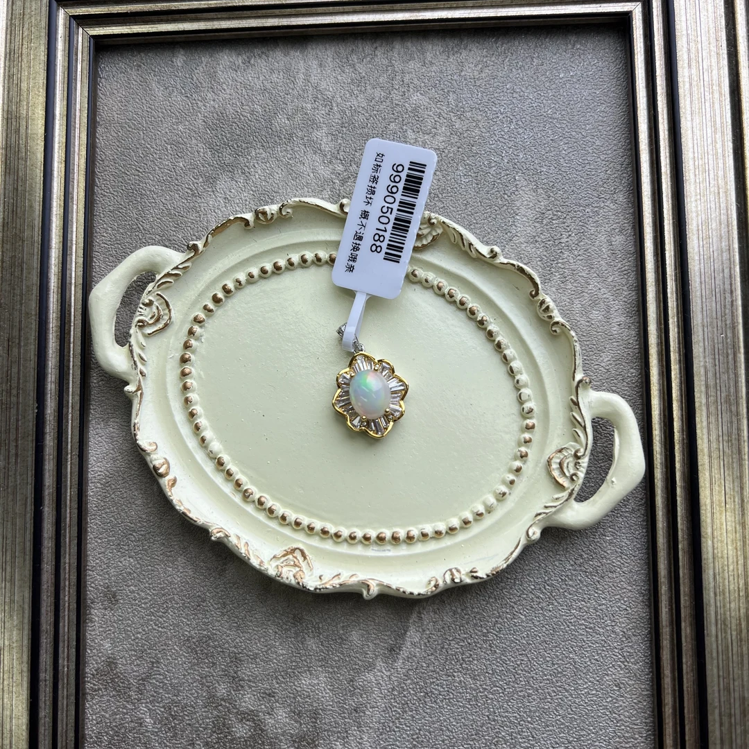 S925银欧泊吊坠复古精致