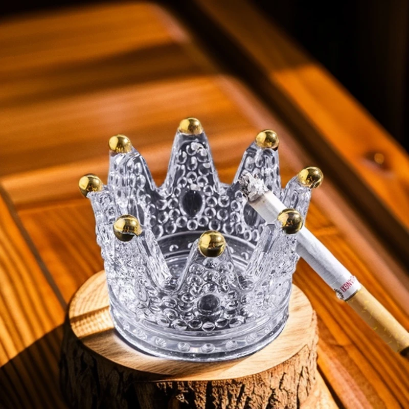 多功能皇冠高档水晶皇冠摆件烟灰缸烛台玻璃器皿桌面摆件花盆