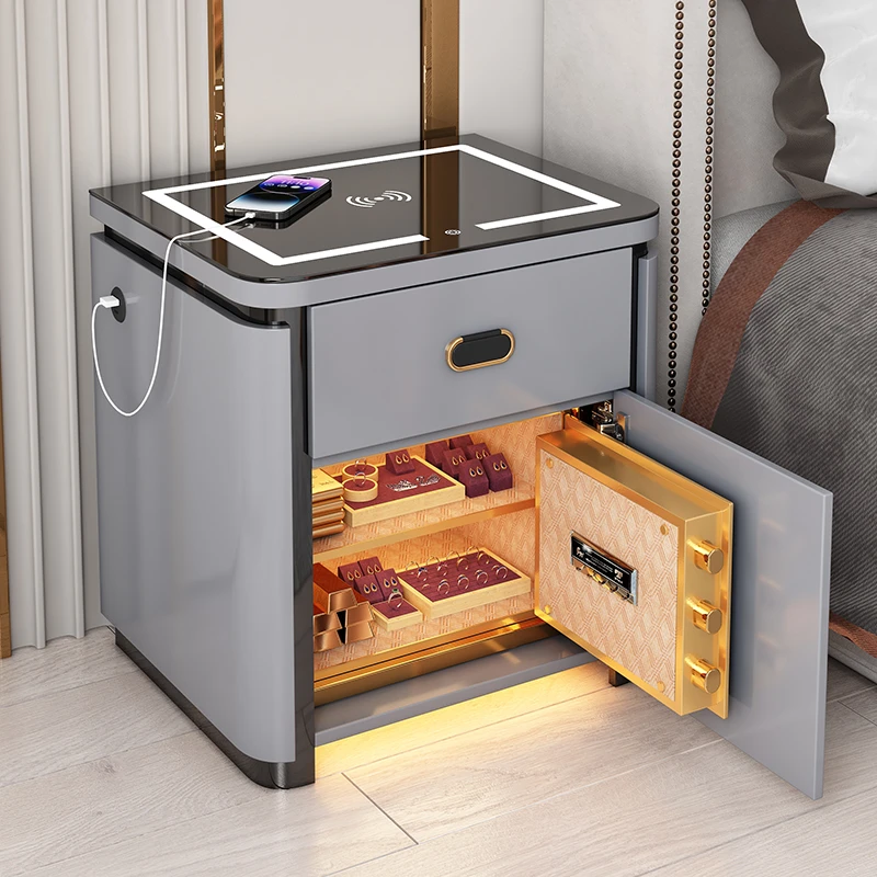 智能床头柜保险柜一体轻奢无线充电蓝牙客厅卧室家用简约床头柜