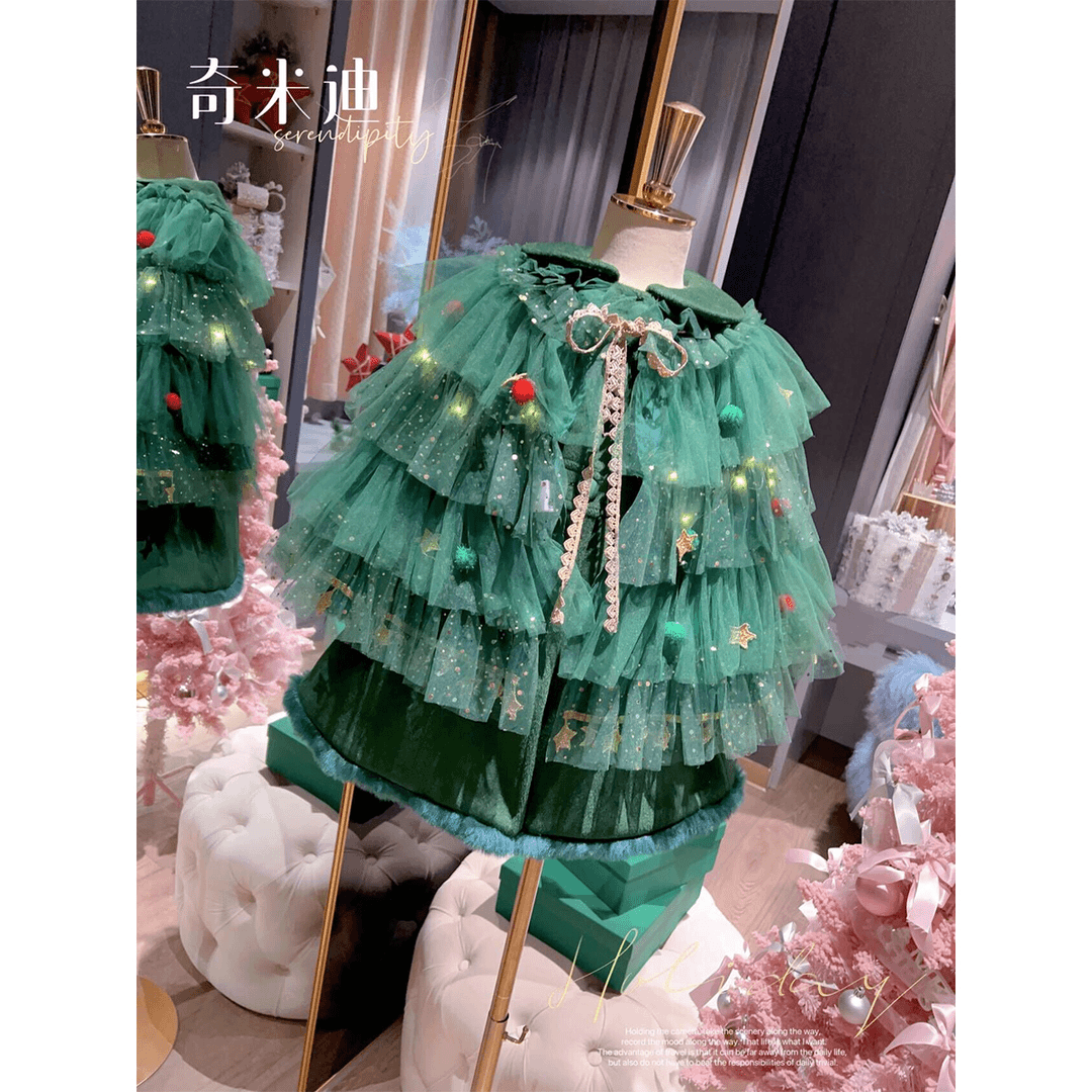 qmd/奇米迪 【现货】2023冬季女童大衣羽绒服+网纱披肩外套羽绒服49170