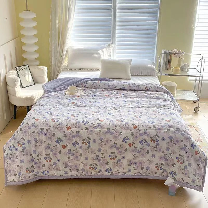 泡泡纱有氧提花云朵柔软泡泡棉亲肤绗缝印花机洗春夏被