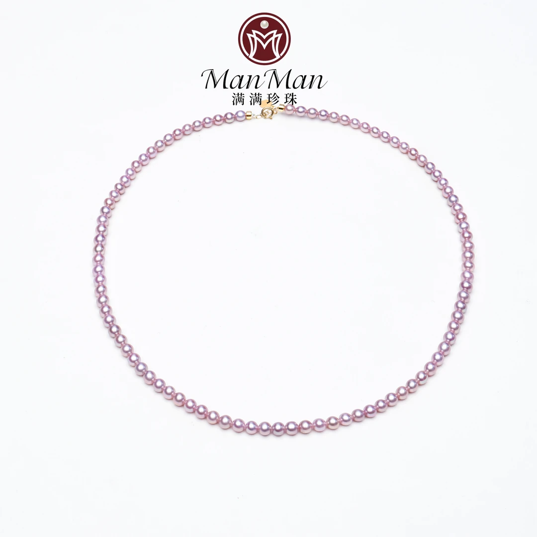 【满满珍珠】x720  18K金 淡水紫珍珠baby项链 3-5m