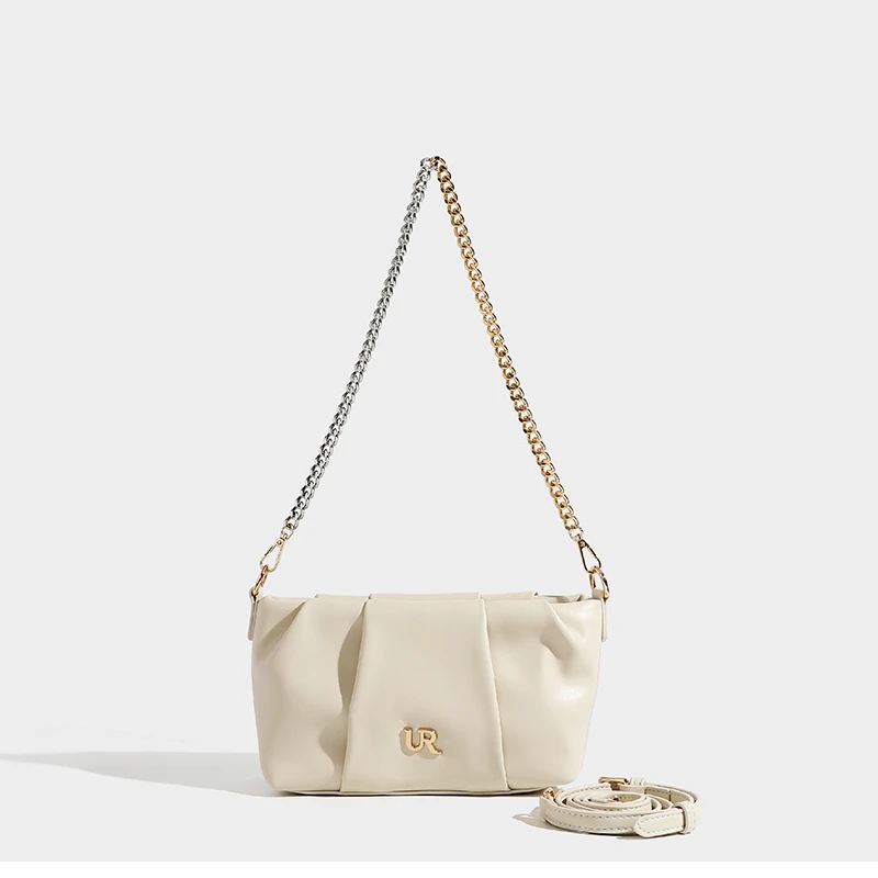UR双色链条褶皱腋下包百搭单肩包休闲斜挎包