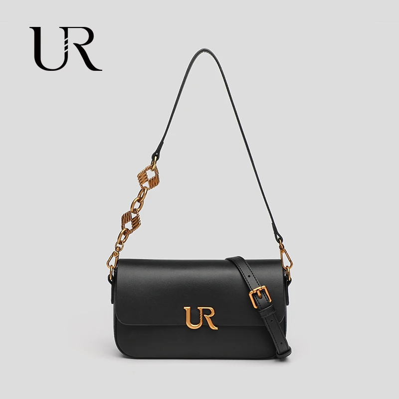 【交个朋友】UR新款复古高级感轻奢真皮小方包百搭斜挎包