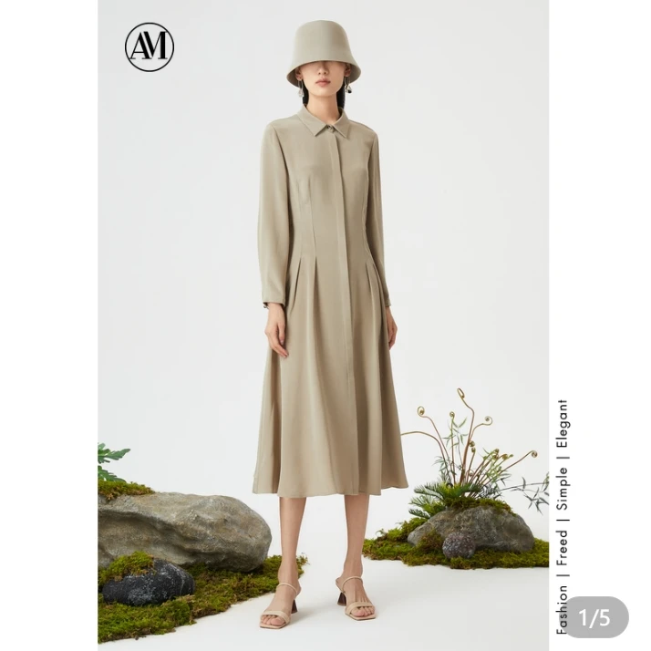 AM女装新款时尚简约优雅显瘦连衣裙6C1715100