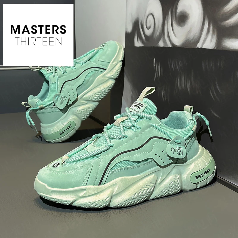 秋季男鞋潮流百搭厚底休闲老爹鞋男士防滑耐磨跑步运动鞋-24XS093