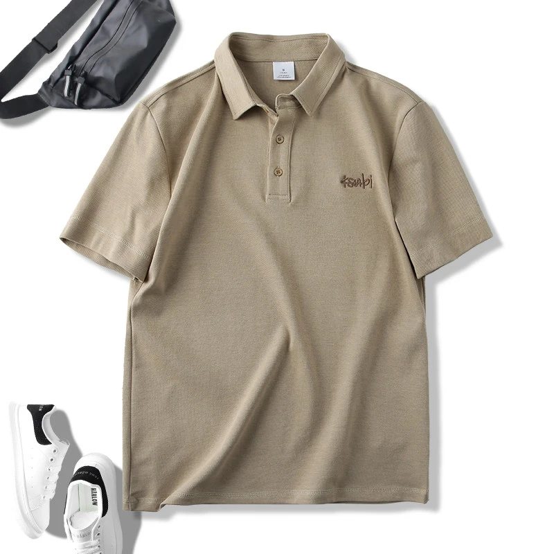 3D斜纹棉polo衫夏季简约立领潮流刺绣insT桖夏日男士透气百搭男