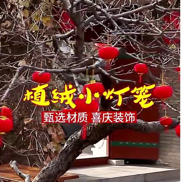 小灯笼挂饰装饰品红灯笼植绒新年结婚庆阳台户外防水防晒厂家直销