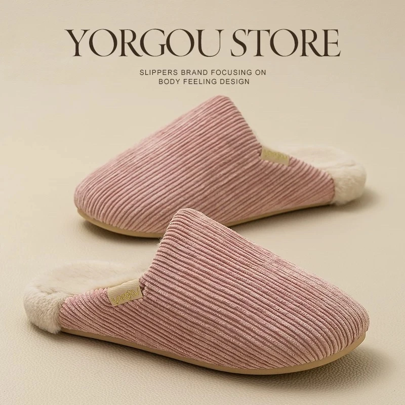 女款棉拖鞋秋冬季保暖室内新款家居家用毛绒拖鞋男款冬天情侣春秋