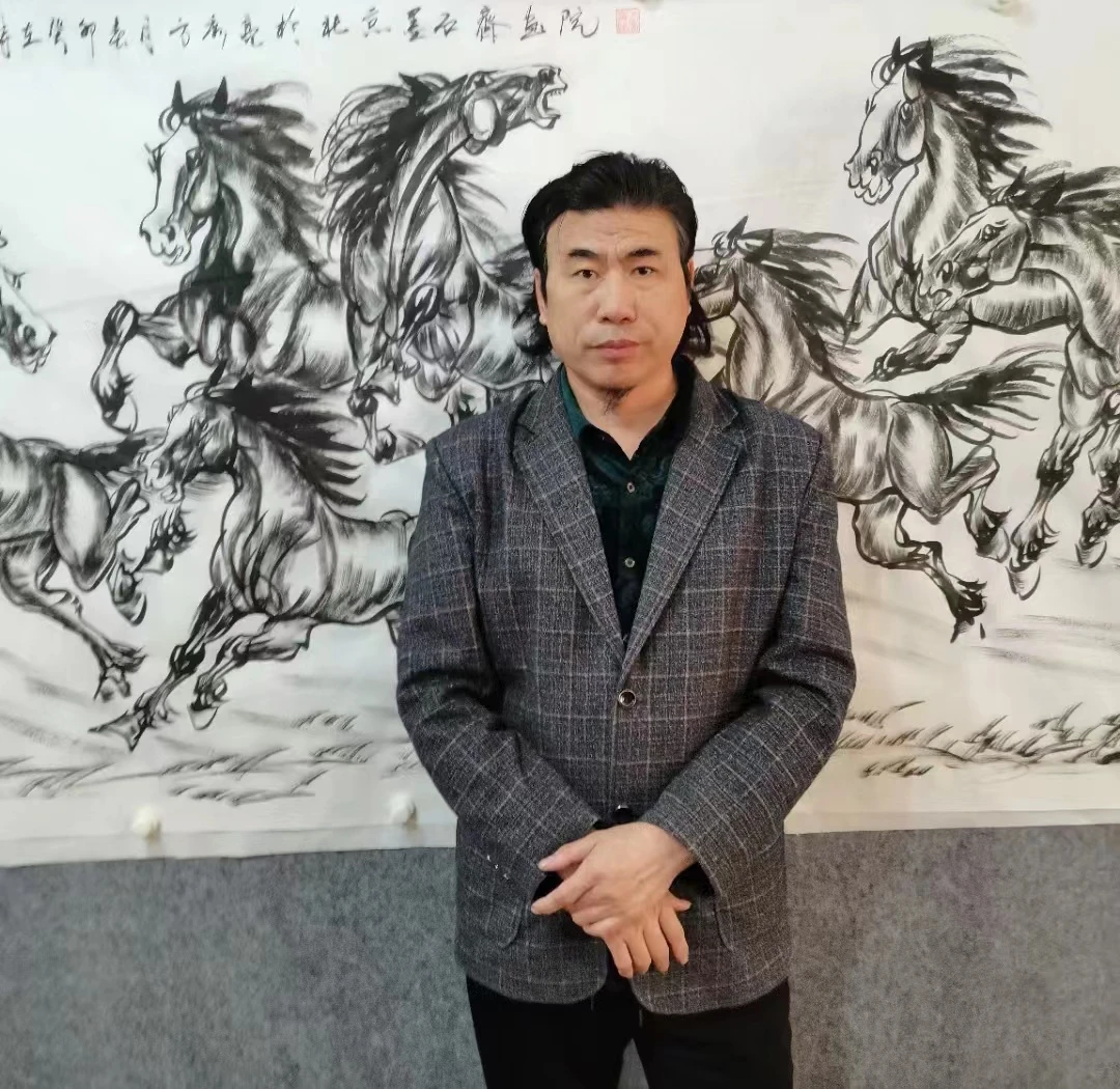 董事长专属/国画/方秀亮【八骏图】/小六尺/名师作品/不带框/带证书