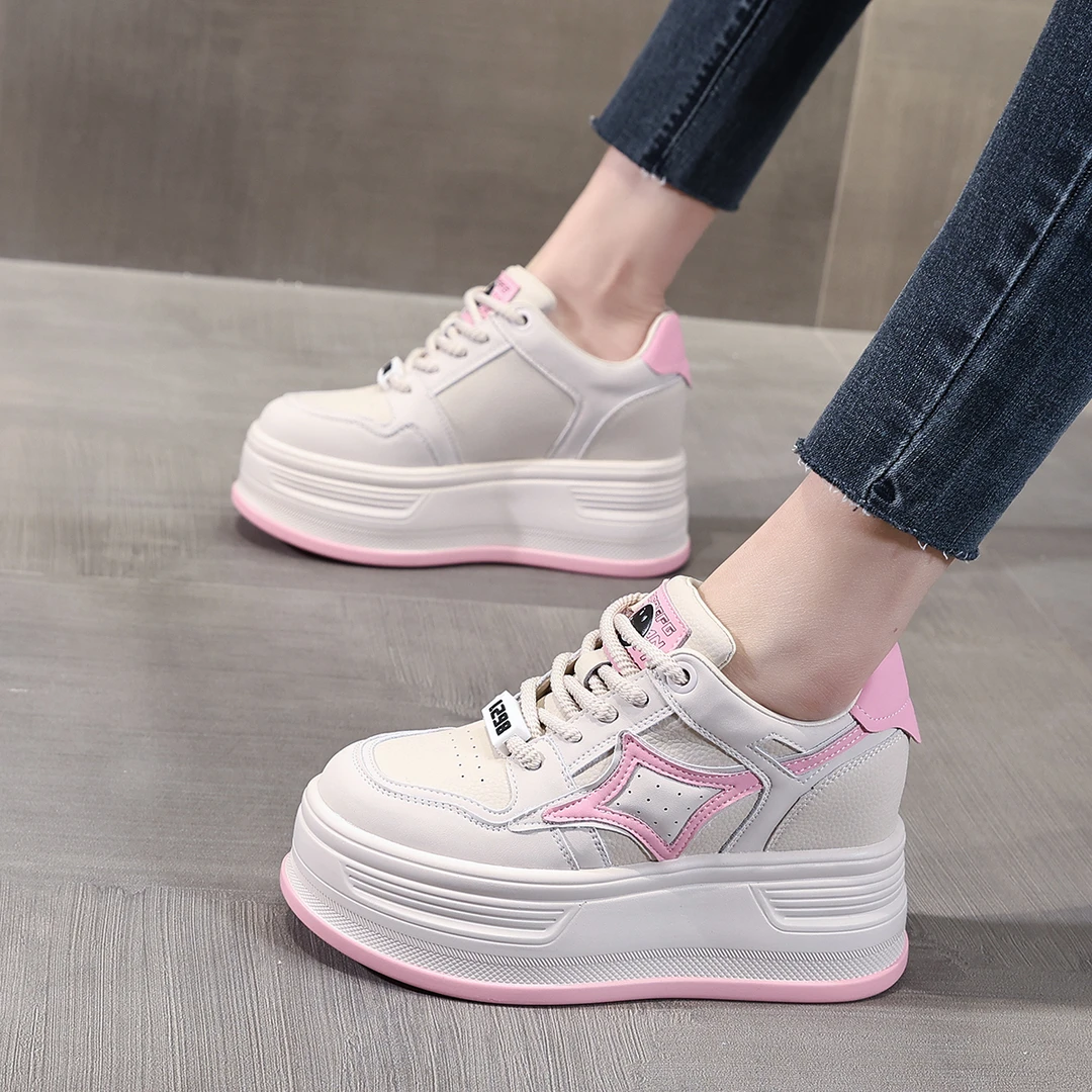 【阿芊】9公分2024春季款爆款百搭显瘦小白鞋小个子厚底时尚休闲鞋
