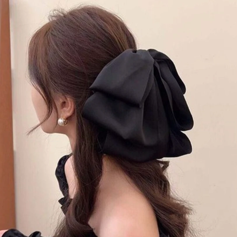 茵妮薇网红气质大蝴蝶马尾夹发饰黑色马尾夹发卡时尚简约蝴蝶结