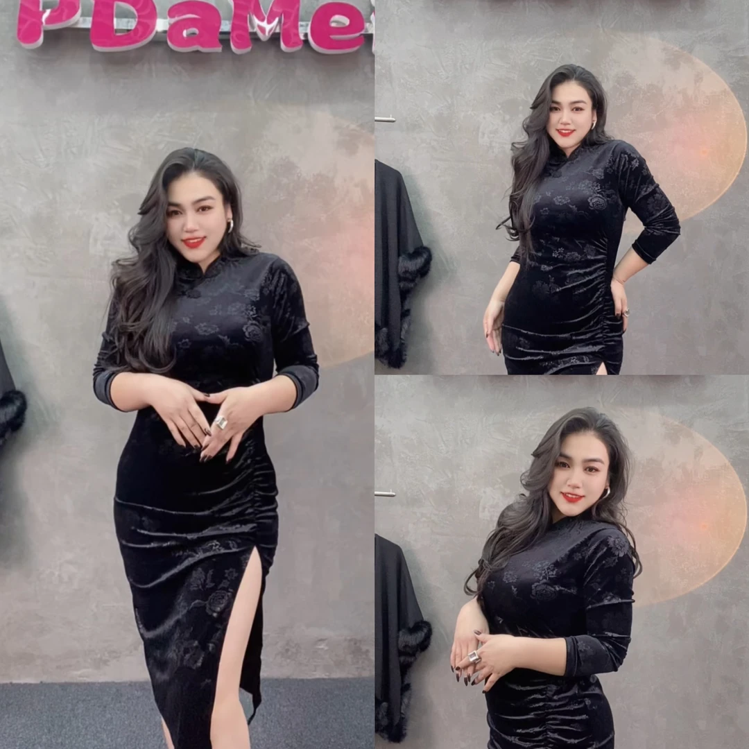 宋美人【古风女友】大码新款显瘦旗袍改良连衣裙3350