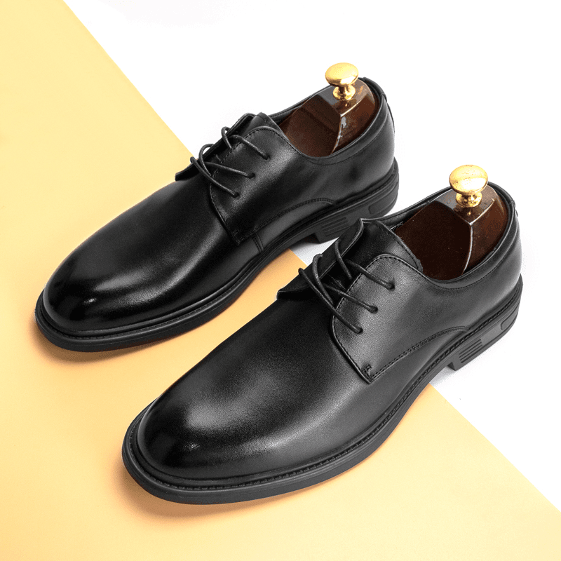 诺思烟斗头层牛皮男士皮鞋系带软底舒适百搭休闲商务正装皮鞋男鞋