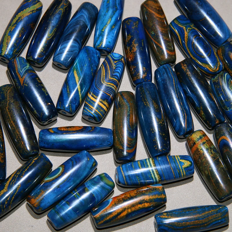 缠丝玛瑙宝石蓝色光面款勒子diy饰品腰珠主珠配珠手链项链锁骨珠