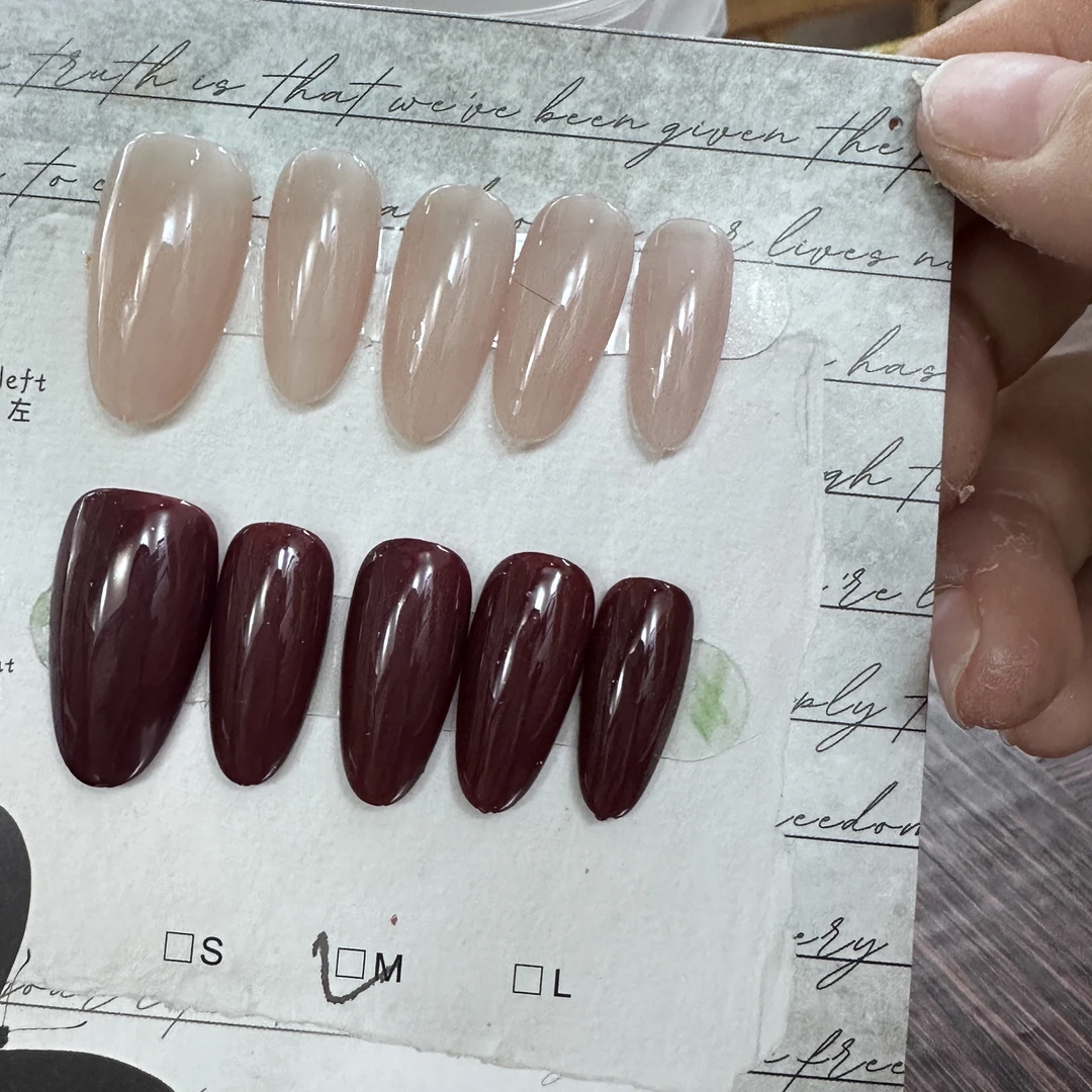 嬛嬛护甲搭配甲10指穿戴甲嬛嬛裸色暗红色显白气质冰透流行色