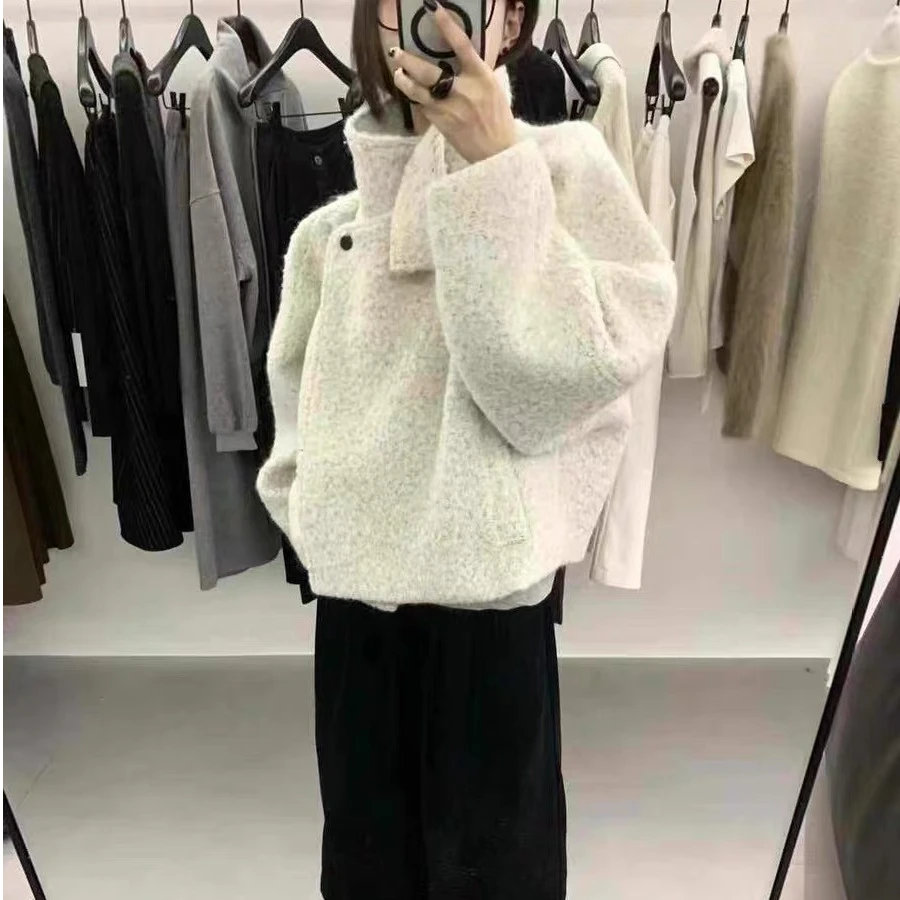 现货！logarden韩国东大门2024秋冬新高级感立领韩系毛呢大衣外套