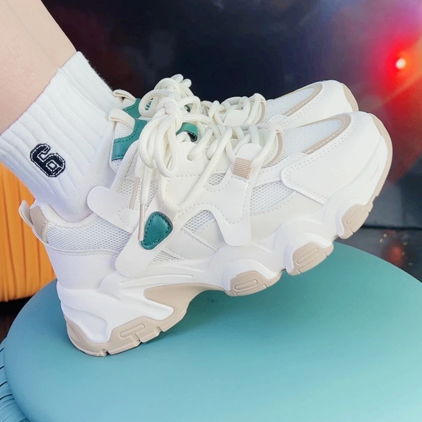 萱朵莎2025春季新款网红百搭休闲时尚厚底女鞋透气潮流ins老爹鞋