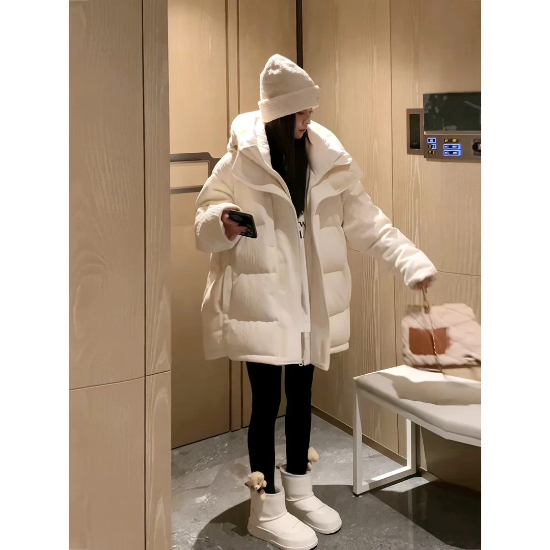 重工立体提花羽绒棉服2024冬季韩版加厚连帽宽松休闲百搭拉链外套