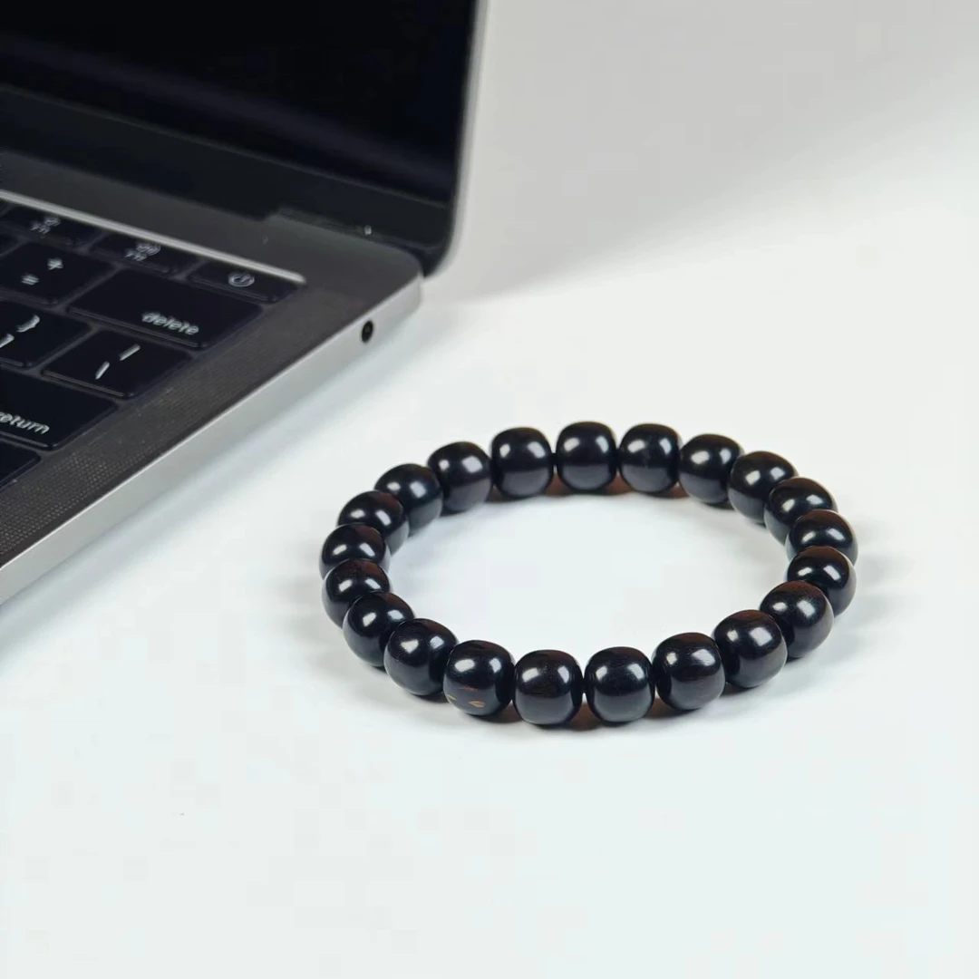 听木香事  新粉入门福利9.5*1.0精工乌木极致弧归圆手串单圈