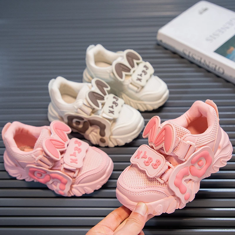 国潮女童鞋防滑24春季爆款休闲兔耳朵软底宝宝时尚运动鞋小童女孩