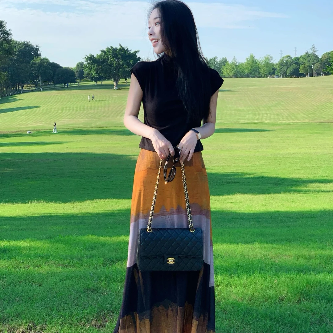 2024新款夏季休闲简约韩版无袖上衣搭配气质时尚百搭半身裙子女