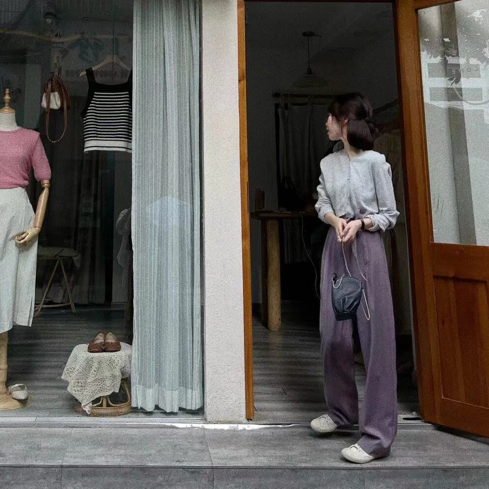 2024新款春夏龄洋气盐系轻熟休闲简约风格衬衫搭配休闲裤子百搭