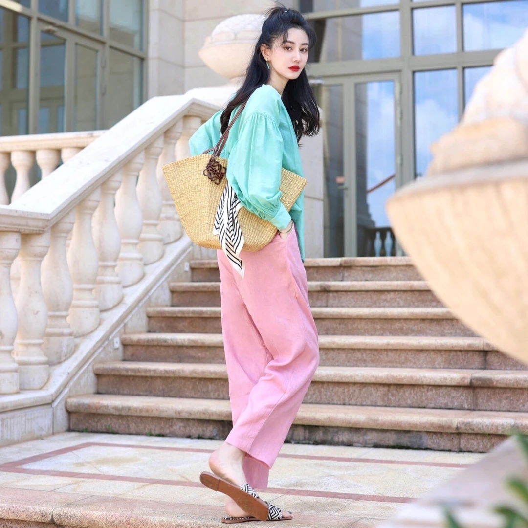 2024新款秋冬季洋气休闲百搭时尚减龄网红炸街衬衫阔腿裤小众设计