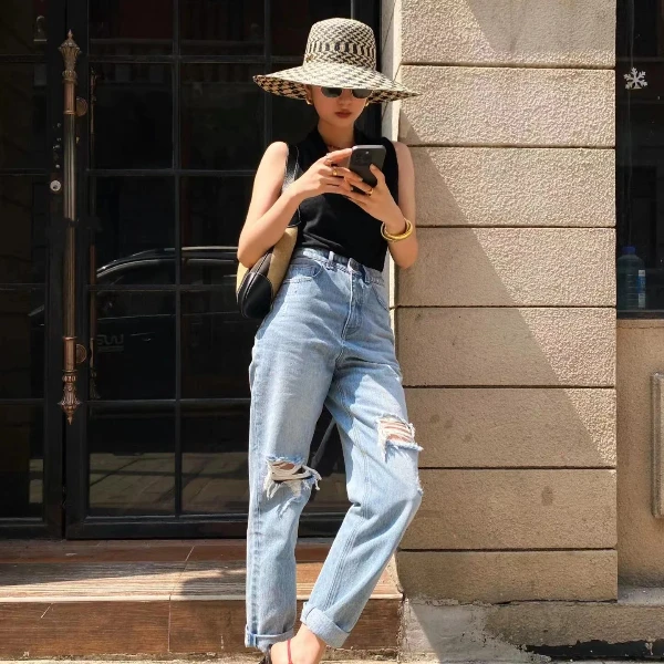 2024新款夏季休闲简约轻熟风上衣搭配牛仔裤裤子时尚百搭洋气宽松